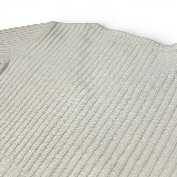 Derek Lam 10 Crosby Ribbed Tie Cuff Peplum Sweater Ivory Wool Blend V Neck - Picture 13 of 15